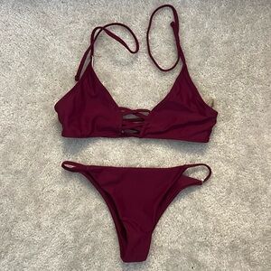 Strappy ZAFUL swimsuits- size small; deep magenta color